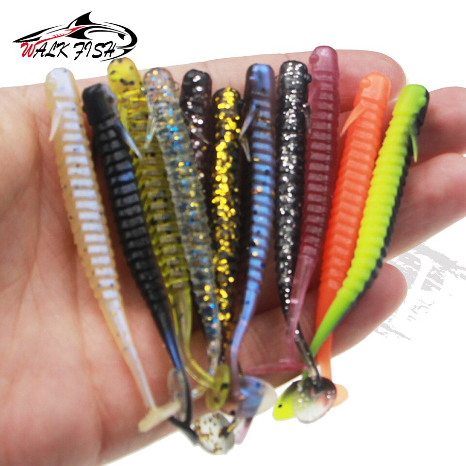 Set 10 Mồi Câu Cá Giả Hình Chữ T 75mm / 45mm Bằng PVC Mềm