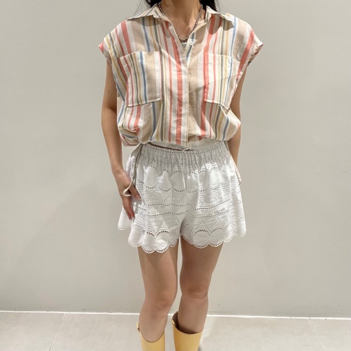 Áo Sơ Mi Kẻ Sọc Không Tay Có Túi Thời Trang Hè Hàn Quốc 65767