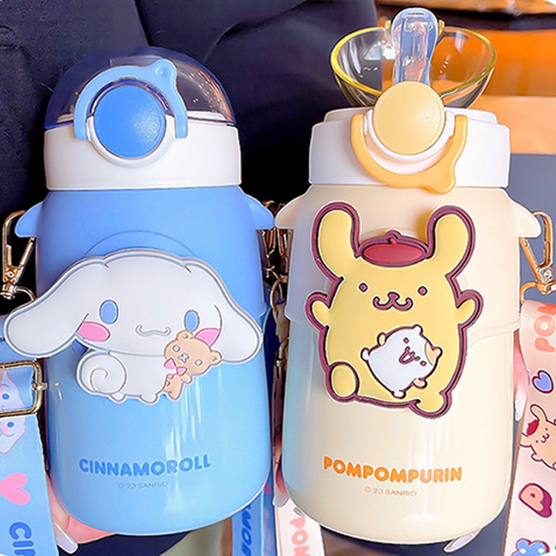 Backpack Bear Bình Nước Giữ Nhiệt Bằng Thép Không Gỉ Có Ống Hút Họa Tiết Hoạt Hình Melody Dễ Thương Cho Bé