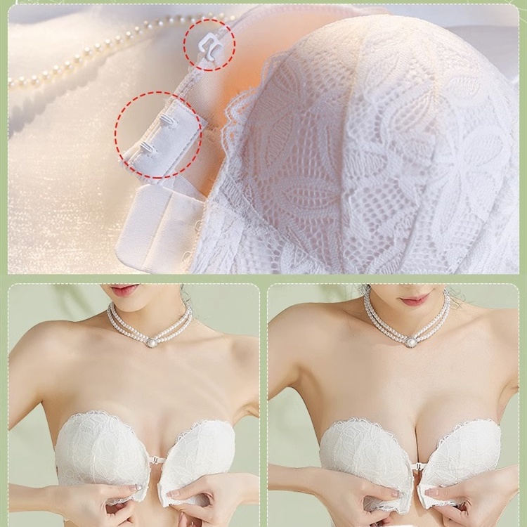 Sexy ren của phụ nữ lưng không dây áo ngực phía trước đóng cửa dày cúp đẩy lên đồ lót có thể tháo rời dây đeo vô hình dành cho nữ bralette đồ lót không dây