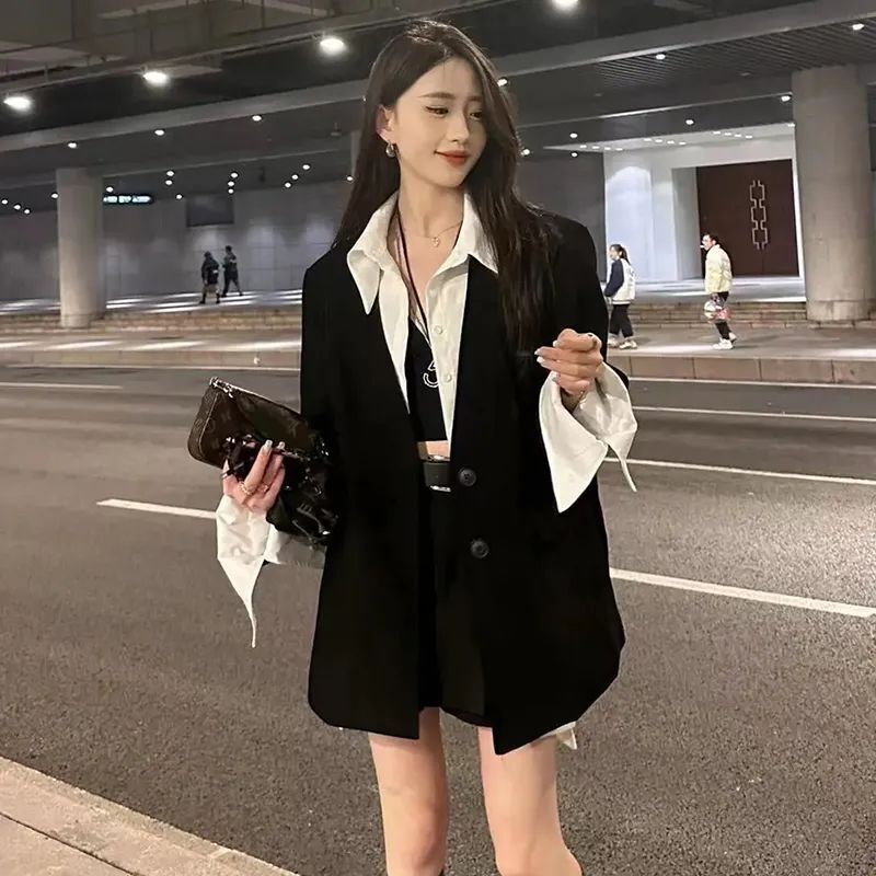 Set Hai Bộ Mới Của Hàn Quốc, Áo Khoác Âu Phục Váy, Phong Cách nữ cá tính, đồ nữ