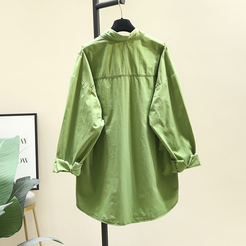 Áo Sơ Mi Dài Tay Dáng Rộng Cỡ Lớn Thiết Kế Giản Dị Thời Trang