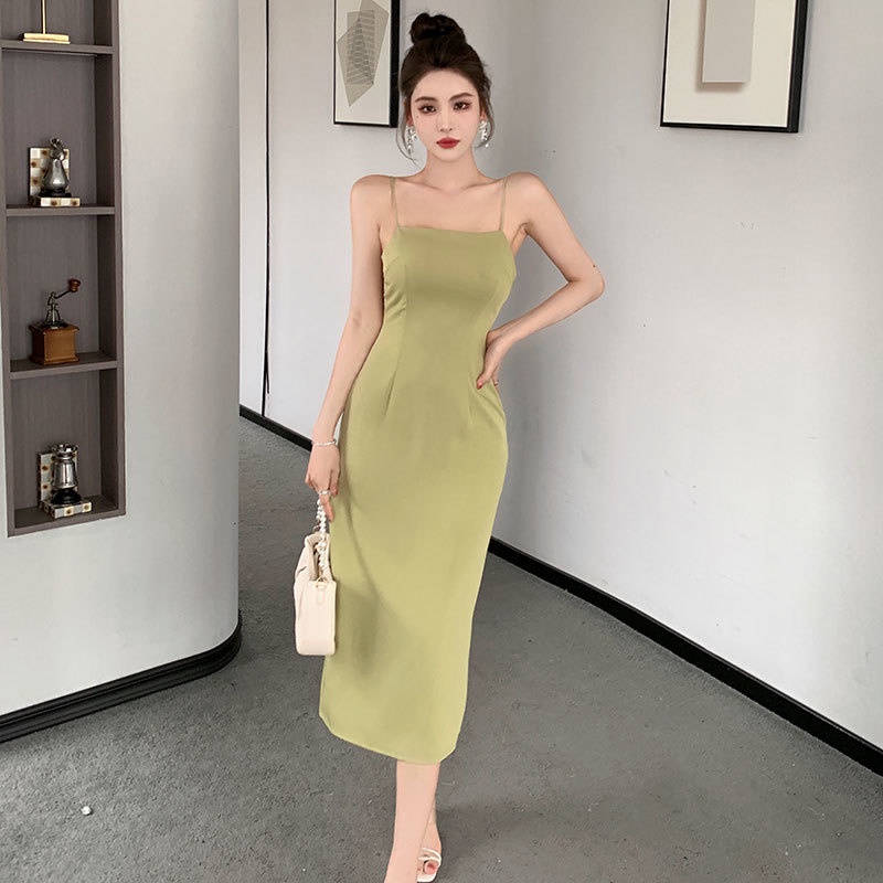 Đầm Hai Dây Hở Lưng Thời Trang Mùa Hè Dành Cho Nữ