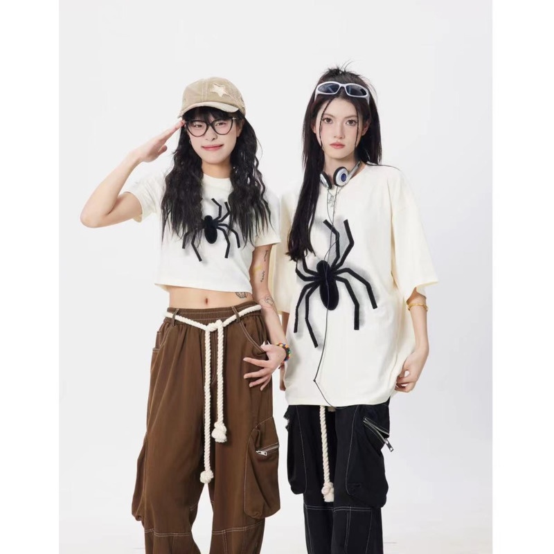 Áo Thun Tay Ngắn Form Rộng RENJIANVSHENG Theo Phong Cách Retro