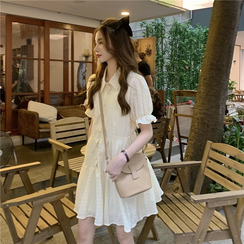 Đầm Voan Trơn Màu Sắc Xinh Xắn Theo Phong Cách Retro Hàn Quốc 62969