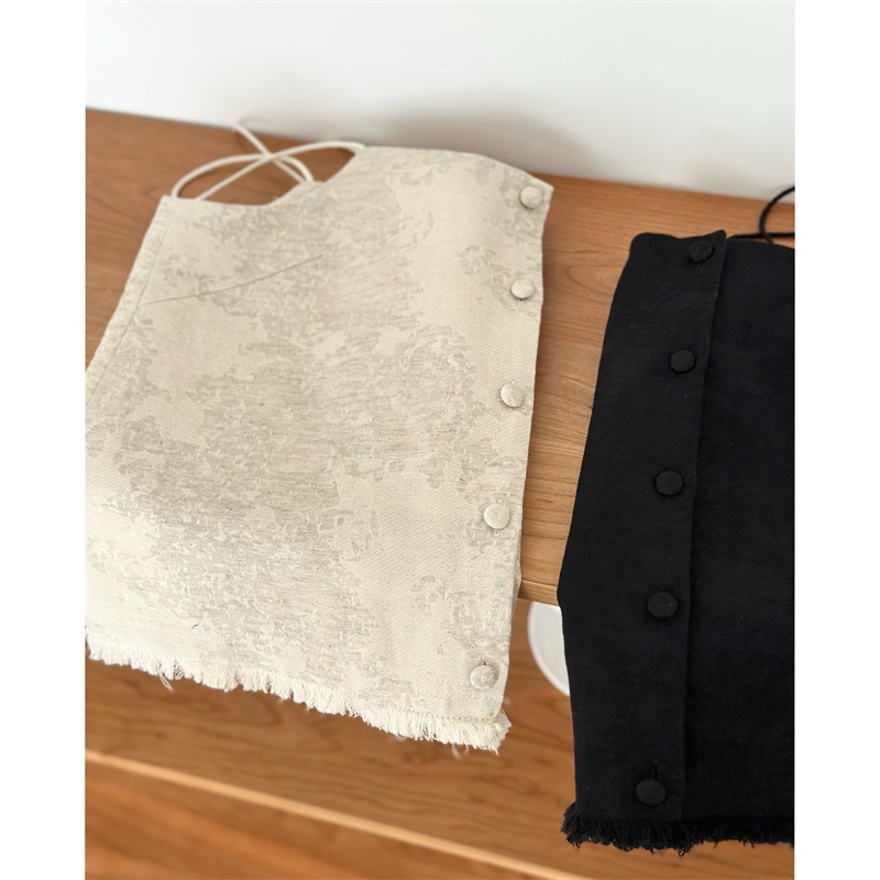 Áo Hai Dây Bằng Vải Lanh Cotton Hai Màu Trắng Đen 63448