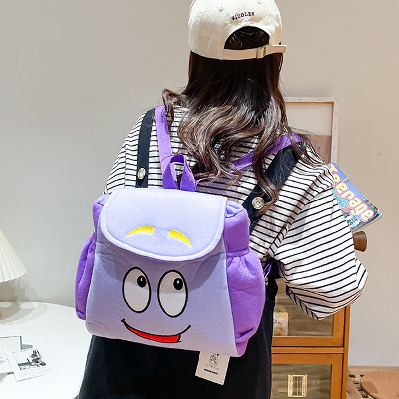 Dora the explorer purple backpack for kids girls túi đi học hoạt hình dễ thương với hộp đựng bút chì túi đi học mẫu giáo
