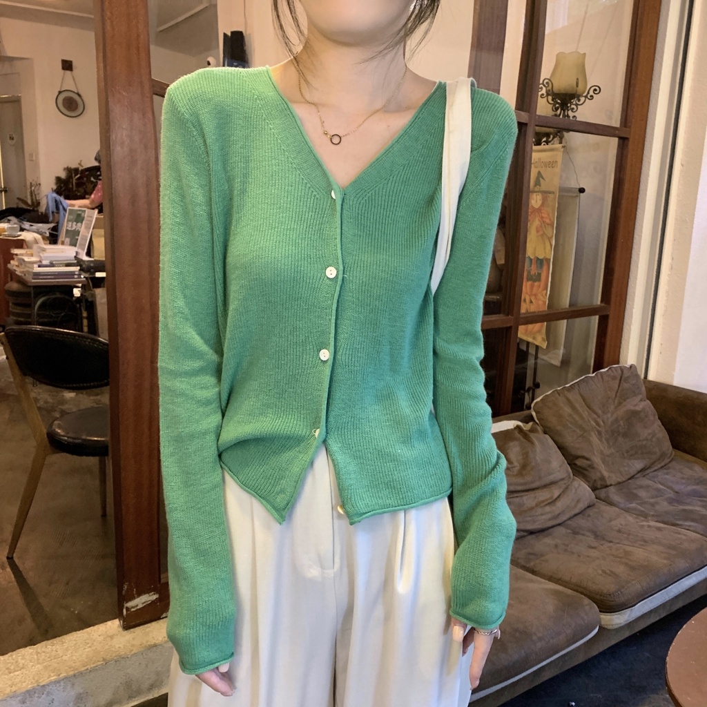 Áo Khoác Cardigan Dệt Kim Tay Dài Cổ Chữ V Thời Trang Mùa Thu 66757