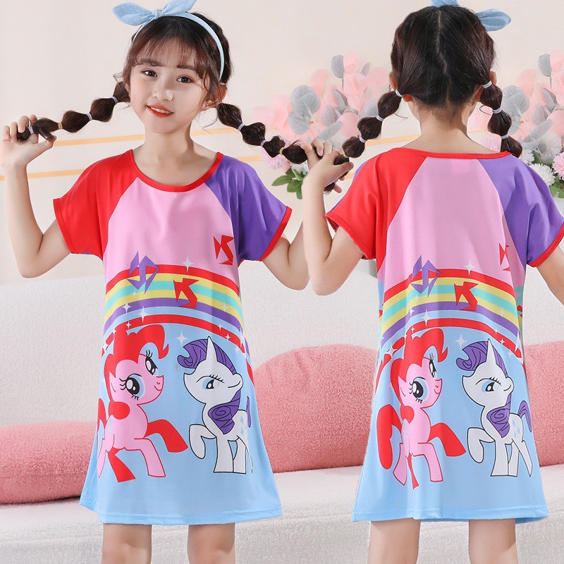 Váy ngủ Đồ Ngủ Gấu Dâu Lotso Cho Bé Gái Đầm Ngủ Pikachu Pokemon In Hoạt Hình Kuromi Sanrio Dễ Thương Thời Trang Mùa Hè Váy Pijama Cho Bé Gái
