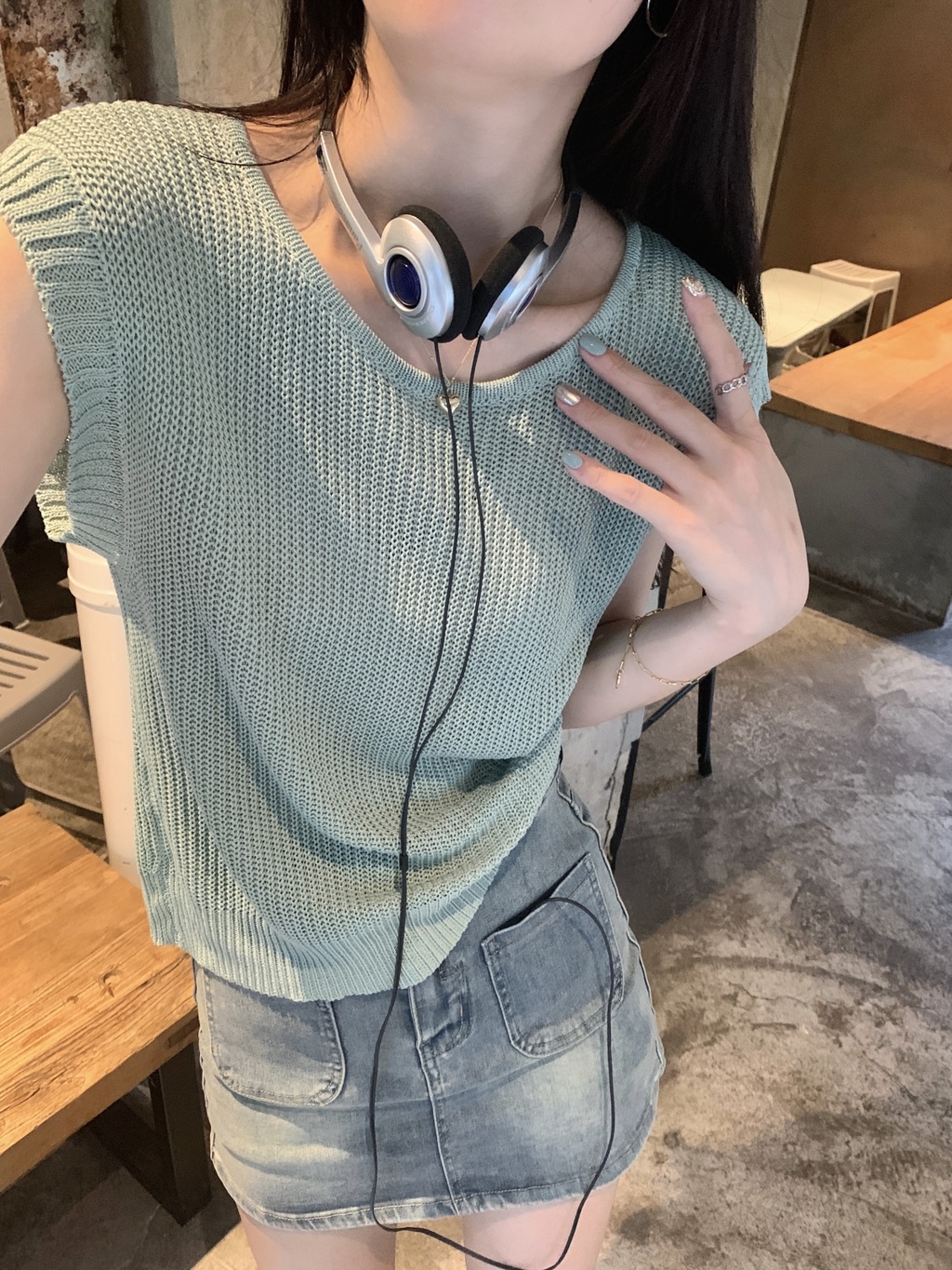 Áo Thun Dệt Kim Cổ Tròn Ngắn Tay Thời Trang Mùa Hè 64913