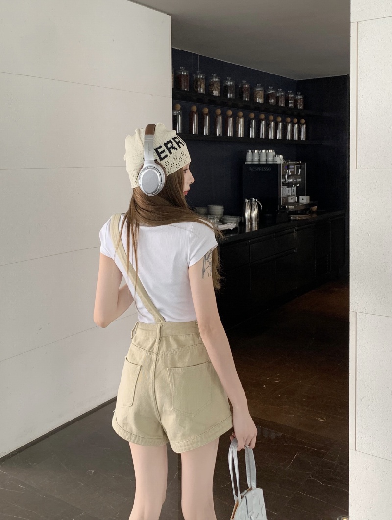 Quần Short Yếm Denim Ống Rộng Phong Cách Retro 65203