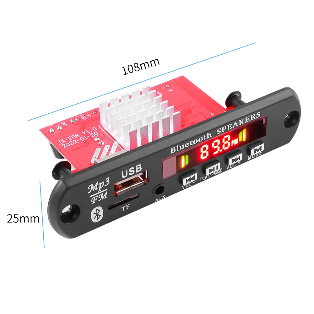 Bảng Mạch Giải Mã Khuếch Đại Âm Thanh MP3 DC 8V-24V 2 * 60W 120W MP3 Bluetooth V5.0 USB FM AUX Cho Loa