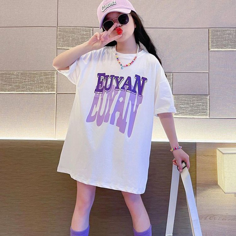 Áo Thun Tay Ngắn Dáng Rộng Thiết Kế Mới Năng Động Thời Trang Dành Cho Bé Gái