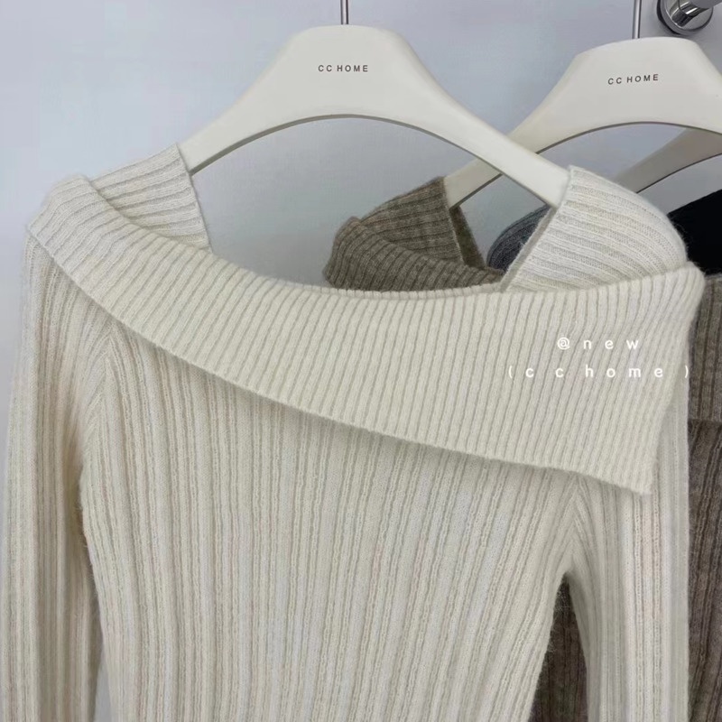 Áo Sweater Dệt Kim Tay Dài Màu Trơn Cổ Bẻ Đơn Giản Thời Trang