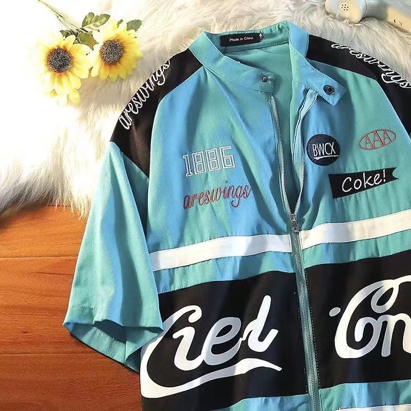 Áo Thun polo Tay Ngắn Thêu Họa Tiết Phong Cách Âu Mỹ Thời Trang Cho Nam Và Nữ