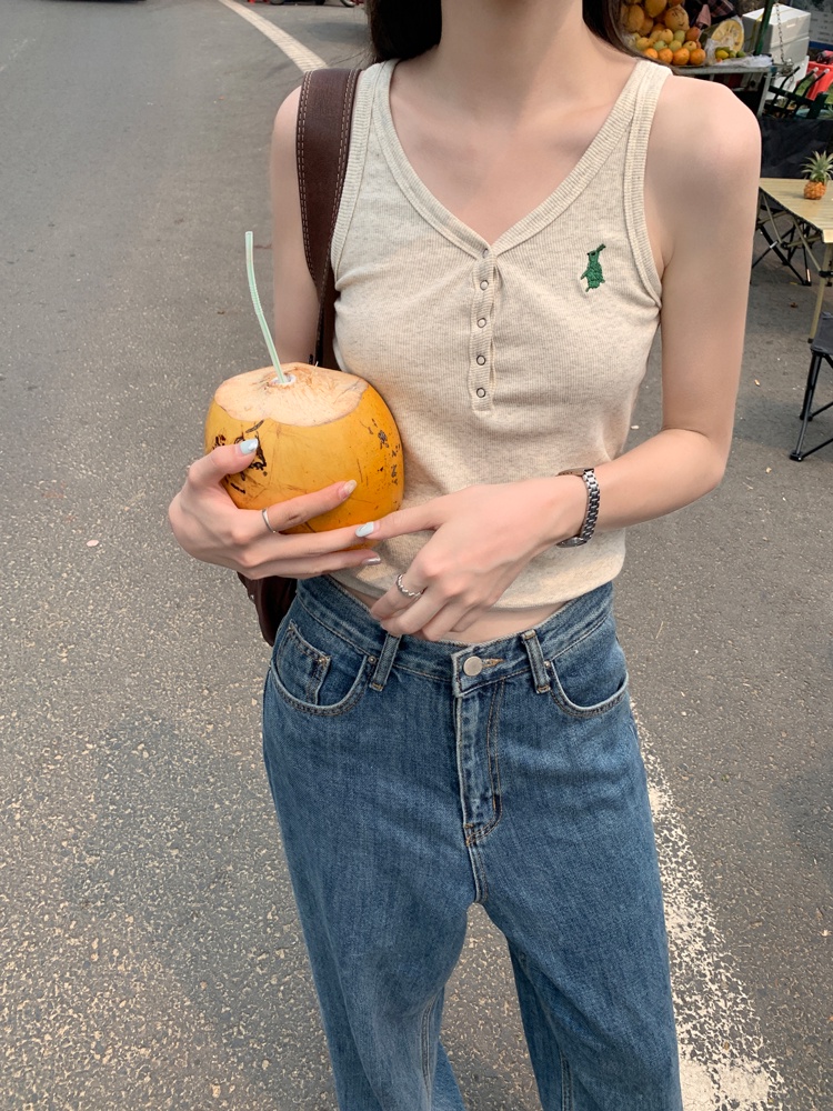 Áo Hai Dây Cổ Chữ v Cài Nút Thời Trang Mùa Hè 64447