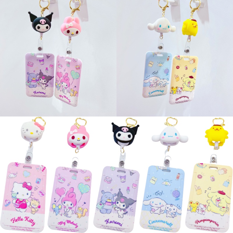 Hộp Đựng Thẻ Cứng Có Dây Xích Kéo Và Nắp Trượt In Hình Sanrio Kuromi Cinnamoroll Melody