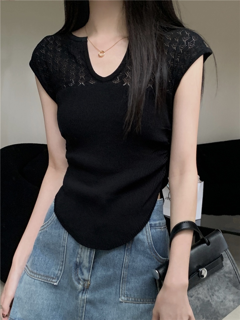 Áo Len Cổ Chữ V Tay Ngắn Phong Cách Mới Mùa Hè 65215