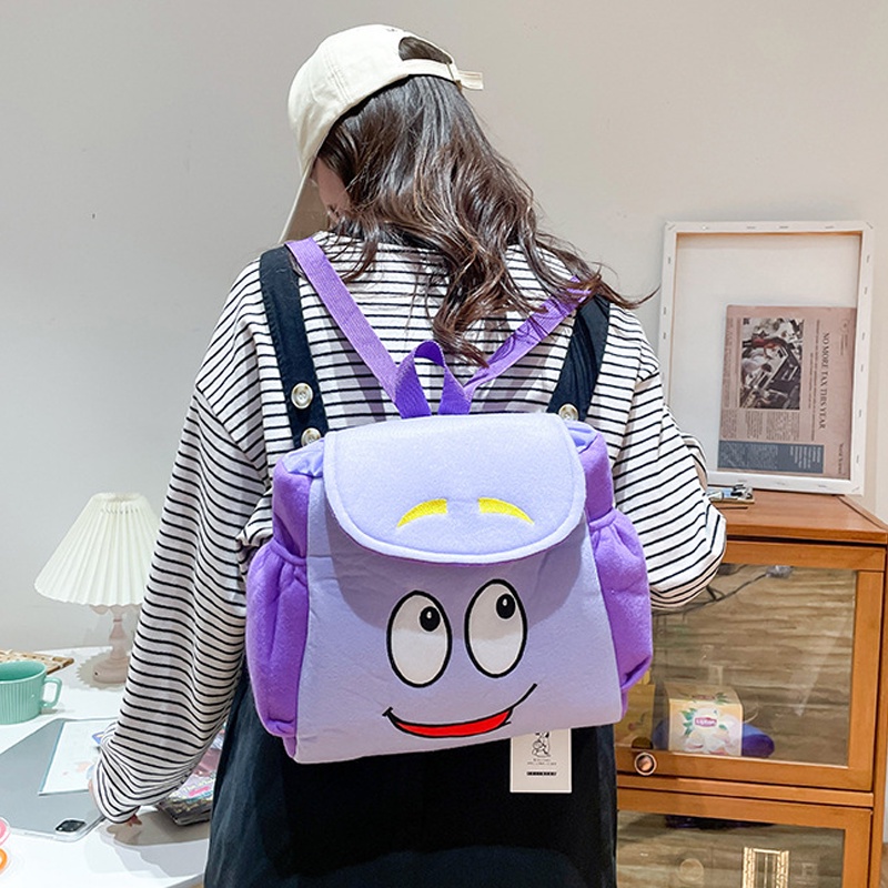 Dora the explorer purple backpack for kids girls túi đi học hoạt hình dễ thương với hộp đựng bút chì túi đi học mẫu giáo
