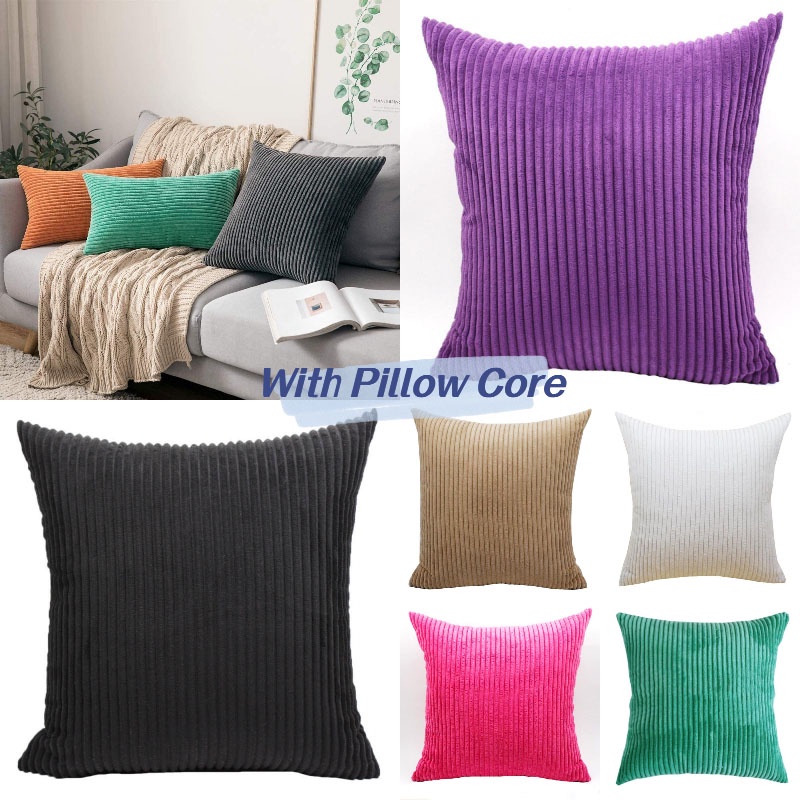 Gối Nhung Kẻ Sọc Mềm Mại Màu Trơn Trang Trí Giường Ngủ / Ghế Sofa