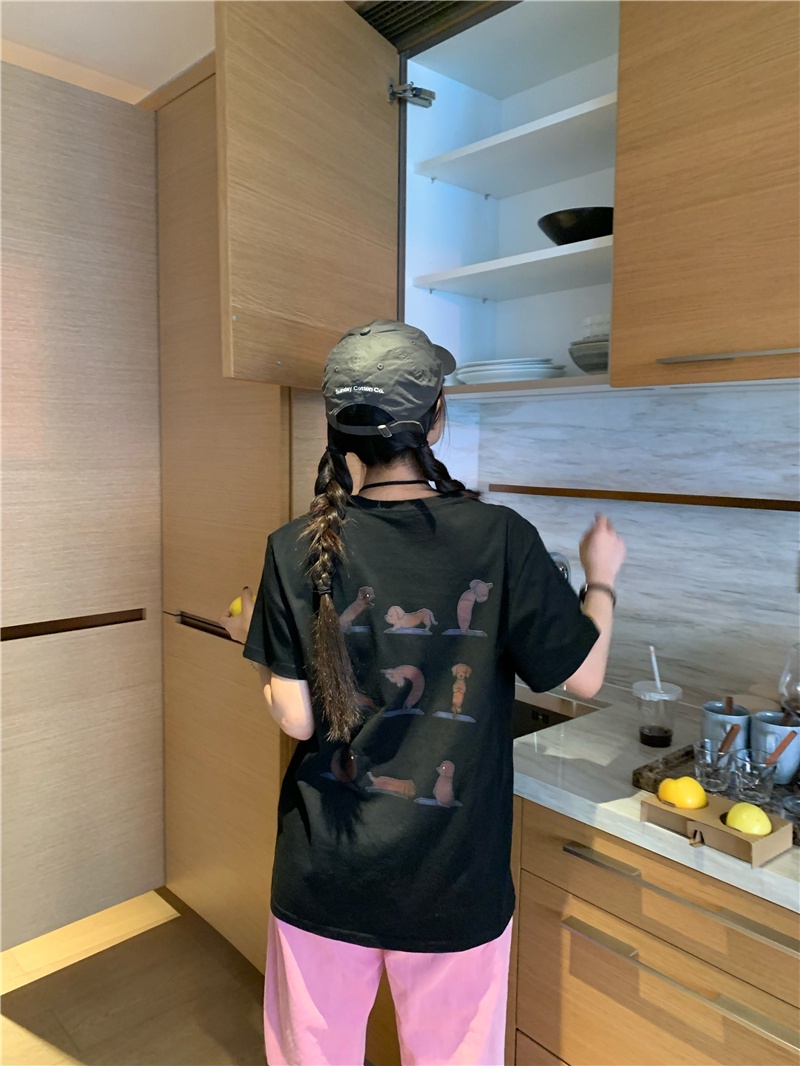 Áo Thun Dáng Rộng Ngắn Tay In Hoạt Hình Thời Trang Mùa Hè Hàn Quốc Sành Điệu 643