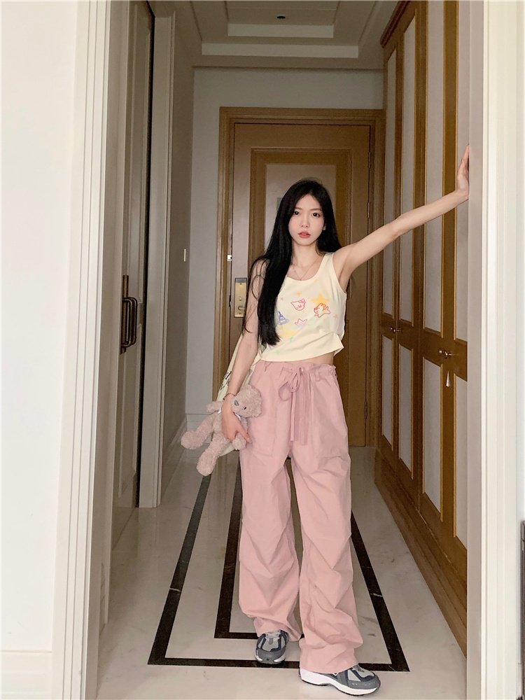 Áo Hai Dây / Quần Dây Rút Ôm Dáng Vừa Vặn Họa Tiết Graffiti Phong Cách Mới 64966