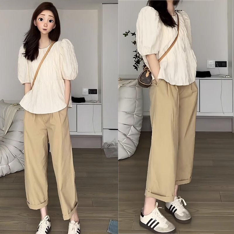 Quần Ống Rộng Cạp Cao Ngang Mắt Cá Chân Mùa Hè 65304