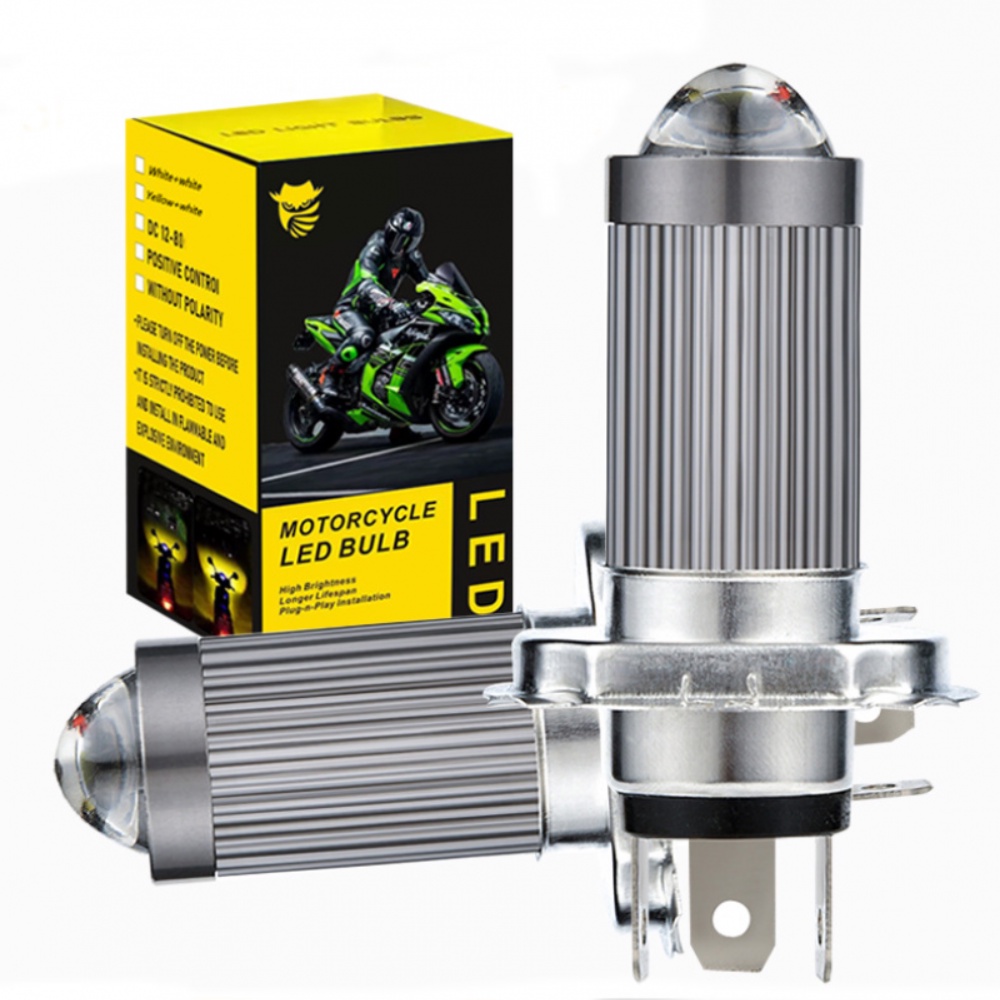 Đèn Pha Hai Màu Trắng / Vàng H4 H6 / BA20D Cho Xe Hơi Xe Máy