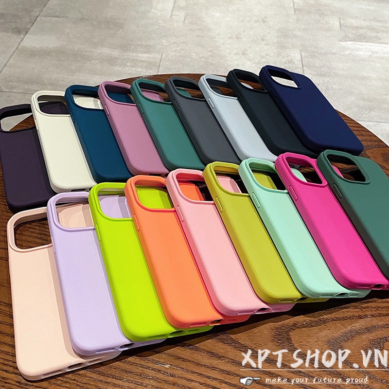 Ốp Điện Thoại Silicon Dẻo Màu Đen Trơn Bảo Vệ Toàn Diện Chống Sốc Cho iPhone 14 13 12 11 Pro Max