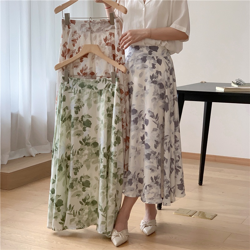 Chân Váy Chữ a Viền Voan In Họa Tiết Hoa Phong Cách Xuân Hè Mới 64597