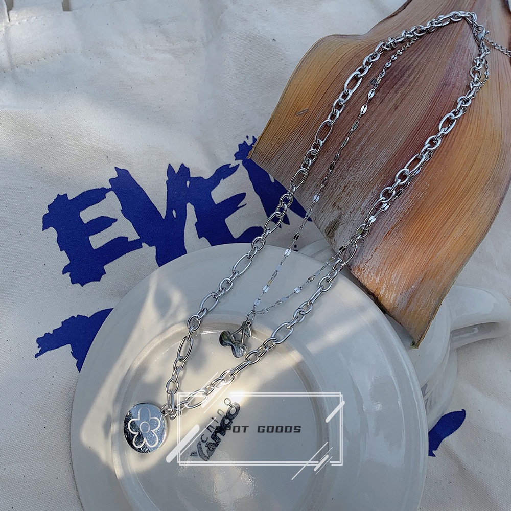 Vòng cổ Thép Titan Không Phai Màu Sang Trọng Phong Cách hip hop Instagram Cho Nữ