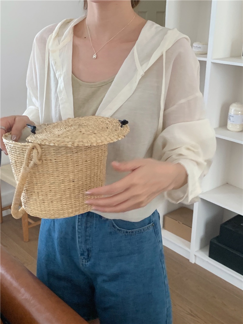 Áo Sơ Mi Chống Nắng Dáng Rộng Tay Dài Có Mũ Trùm Trọng Lượng Nhẹ 65451