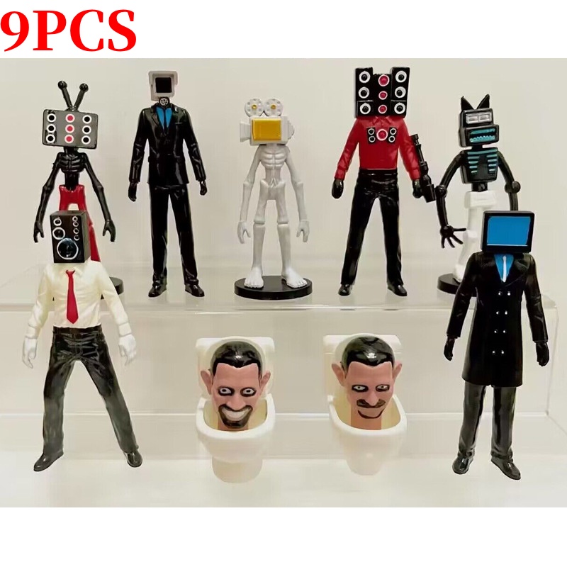 Bộ 9 Mô Hình Nhân Vật Skibidi Trang Trí Nhà Cửa