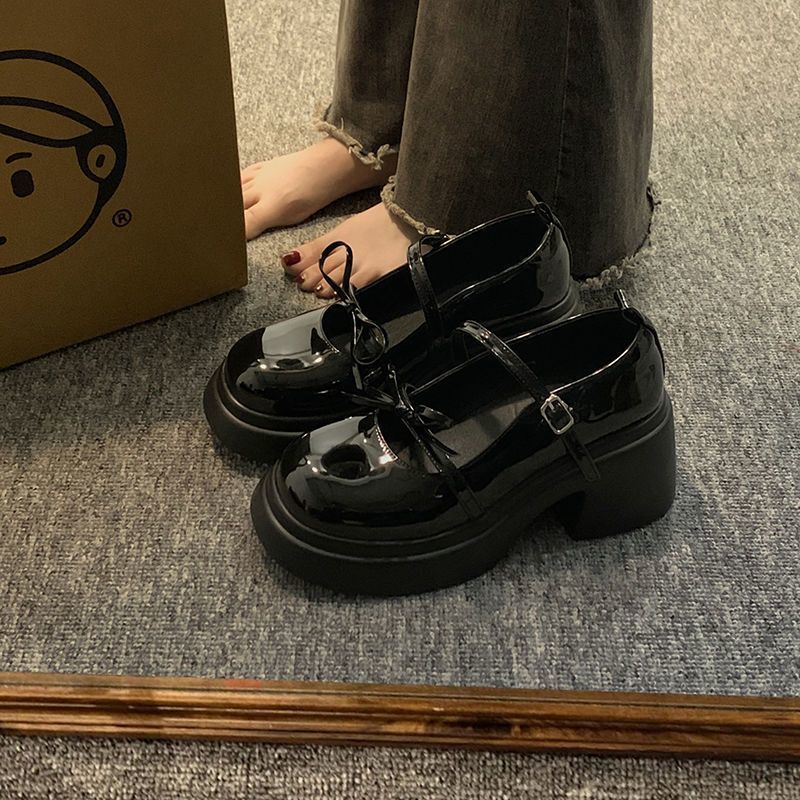 LORRTTA giày cao gót nữ giày nữ lolita giày Giày búp bê gót đại đính tinh thể 2023NEW 230812019