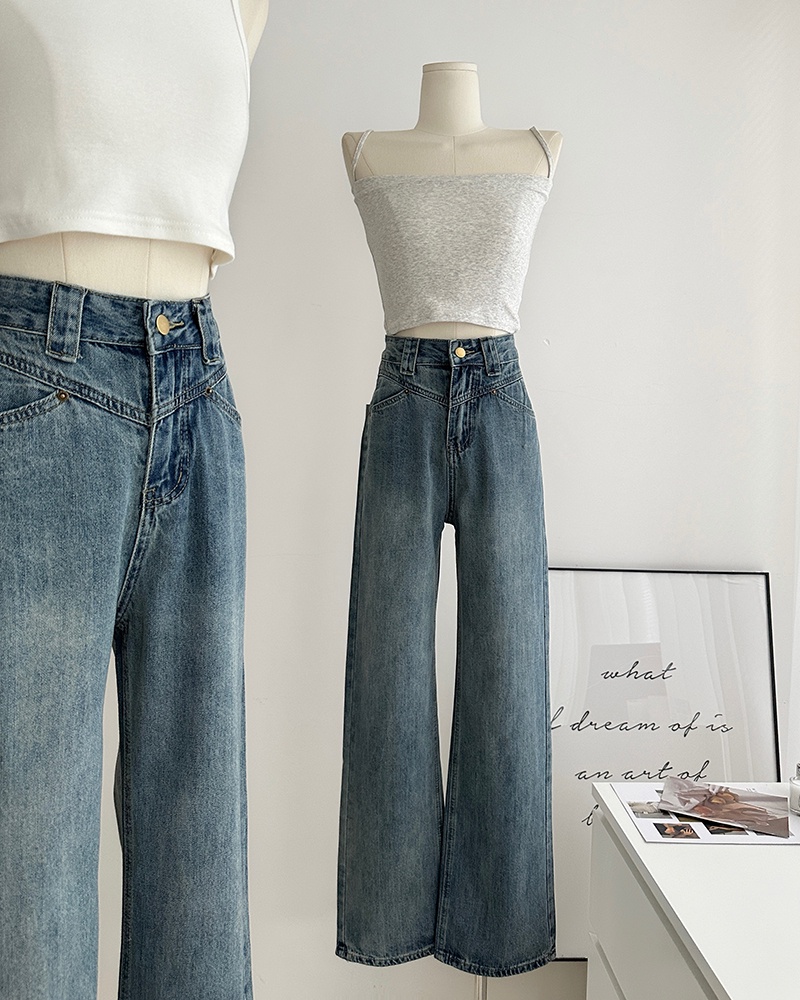 Quần Jean Ống Rộng Lưng Cao Phong Cách Retro Thời Trang Xuân Hè 64239