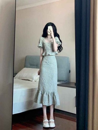 𝐘𝐮𝐬𝐡𝐨𝐩 Set 2 Món, Chất Xô Nhẹ Nàng, Chân Váy đuôi Cá Nữ Tính Dành Cho Bạn Gái [ord]