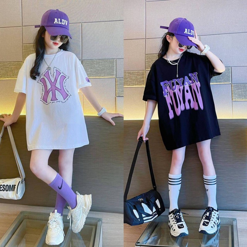 Áo Thun Tay Ngắn Dáng Rộng Thiết Kế Mới Năng Động Thời Trang Dành Cho Bé Gái