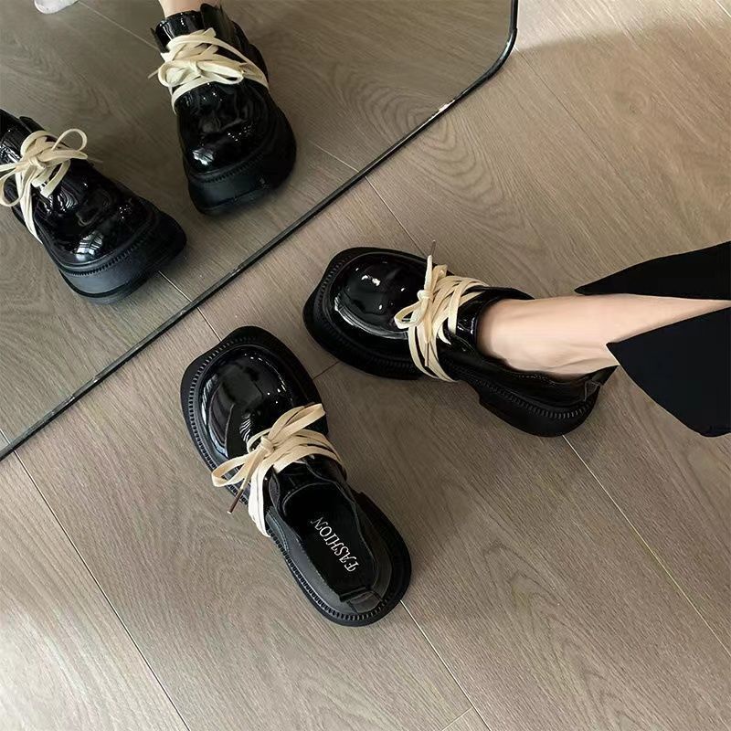 HHH Giày Mary Jane Lolita bít mũi đế cao 6cm Giày Búp Bê Đế da mềm đế êm thời trang 2023NEW Cho Nữ