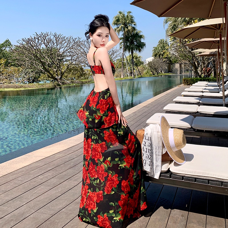 Đầm Chiffon Sát Nách Hoạ Tiết Hoa Thời Trang Mùa Hè Cho Phái Nữ