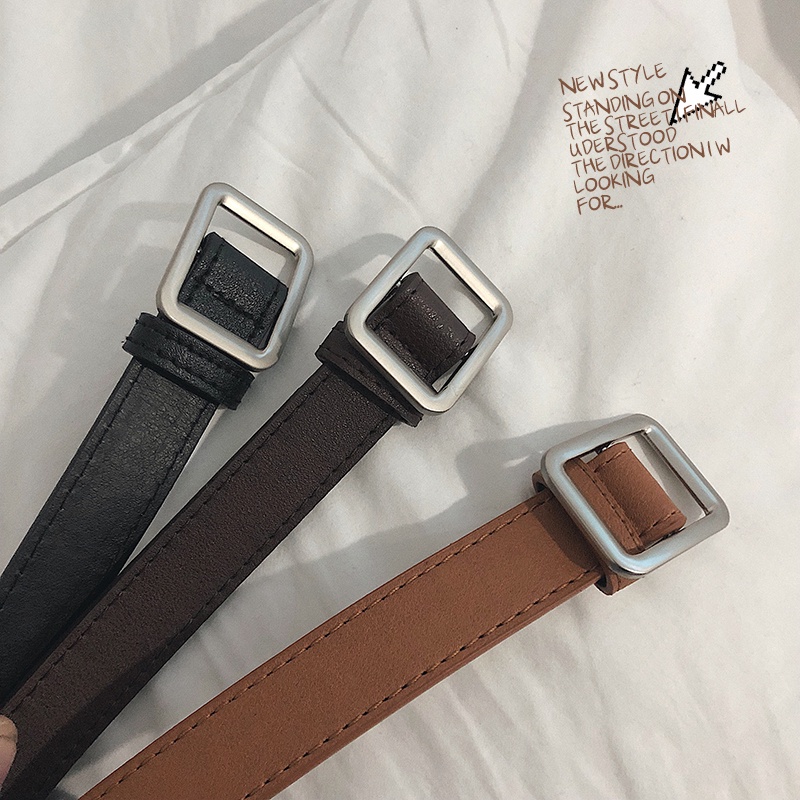 Thắt Lưng Da Mặt Vuông Phong Cách Hàn Quốc Cá Tính Cho Nam Nữ