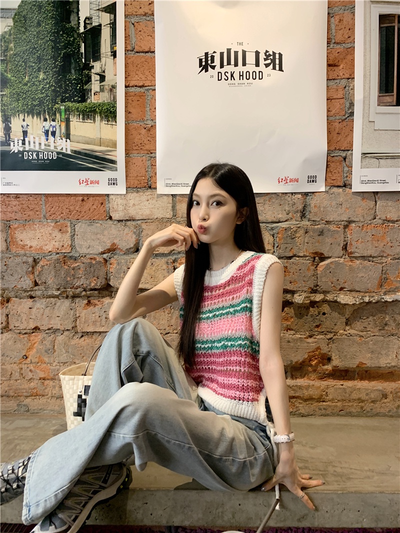 Áo Sweater Sát Nách Kẻ Sọc Nhiều Màu Thời Trang Mùa Hè Hàng Mới 65246