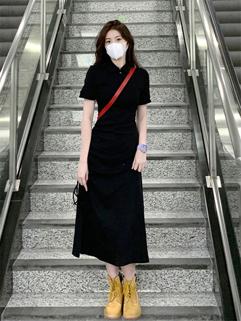 Đầm Đen Cổ POLO Dáng Ôm Phong Cách Pháp Thời Trang Mùa Hè 64866