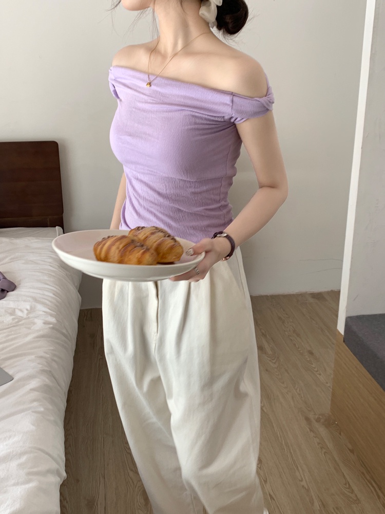 Áo Thun Mùa Hè Tay Cộc Xếp Ly Hở Vai Phong Cách Mới 64445