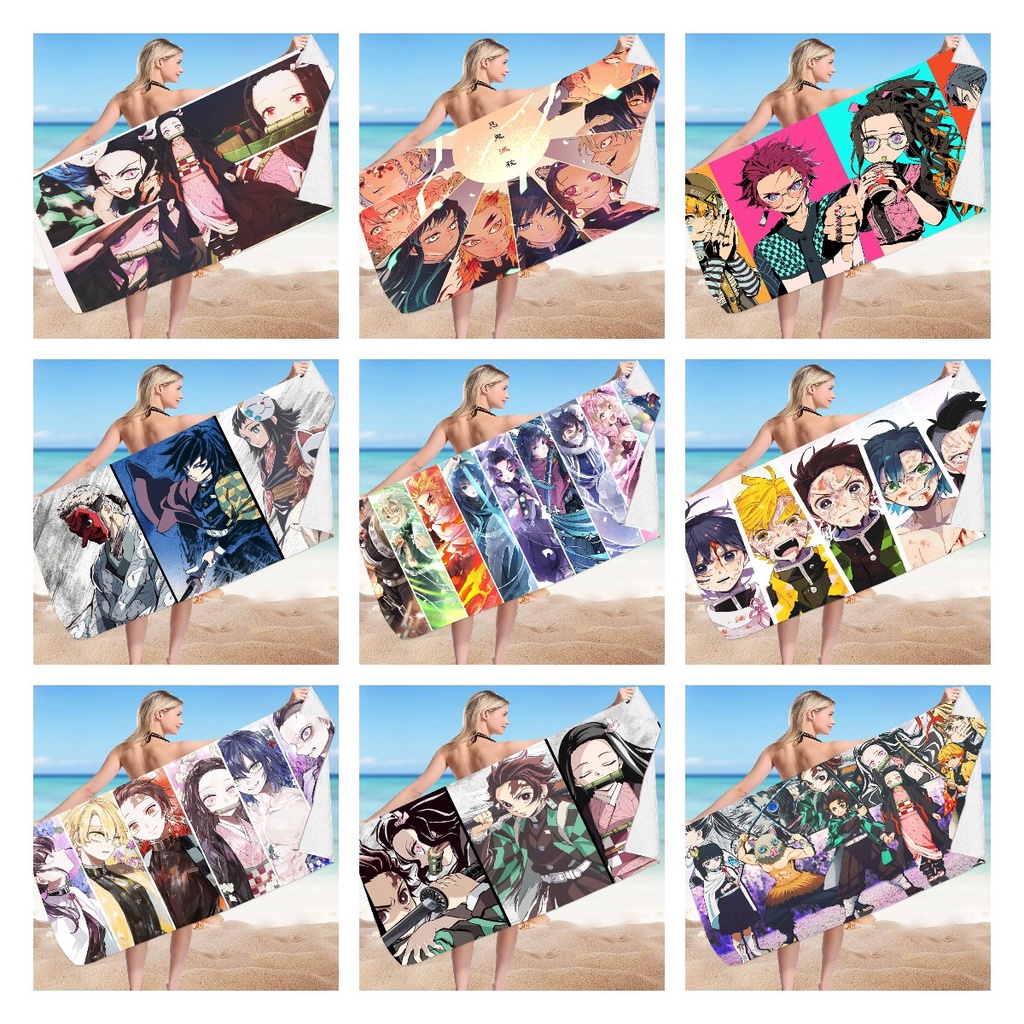 Khăn Tắm Nhanh Khô In Họa Tiết Anime Demon Slayer 3D Độc Đáo