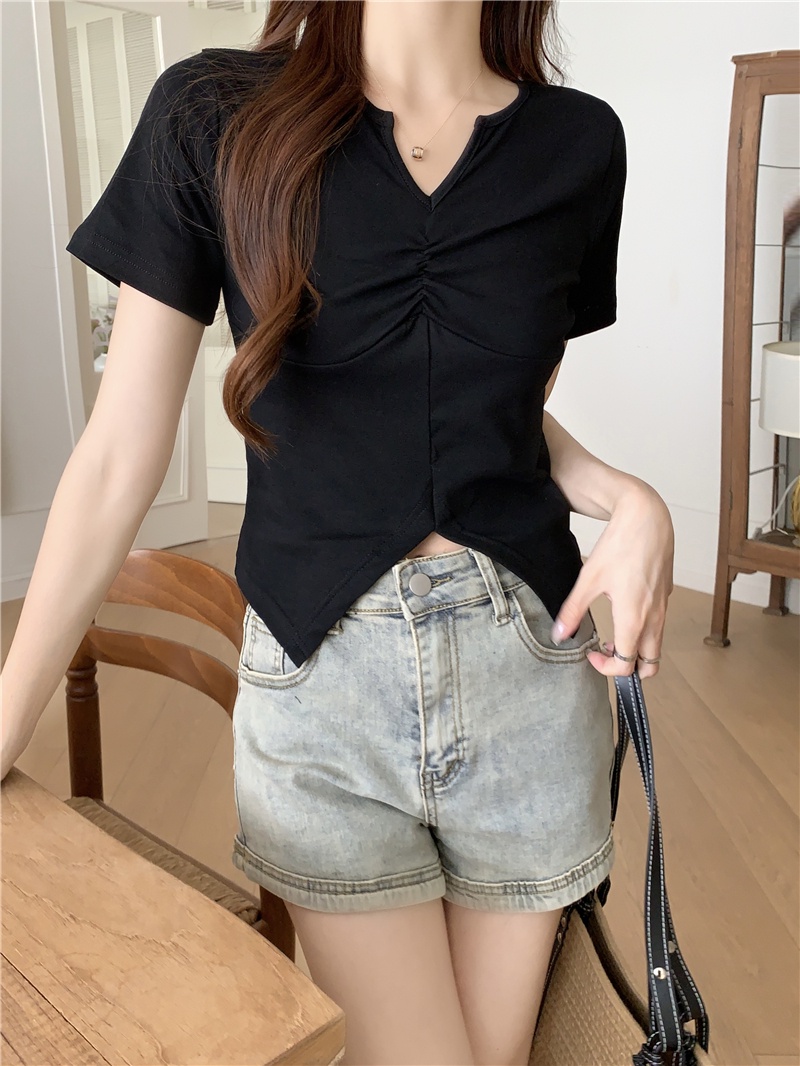 Áo Thun Tay Ngắn Cổ Tròn Bằng Cotton Nguyên Chất Phong Cách Mới 65915