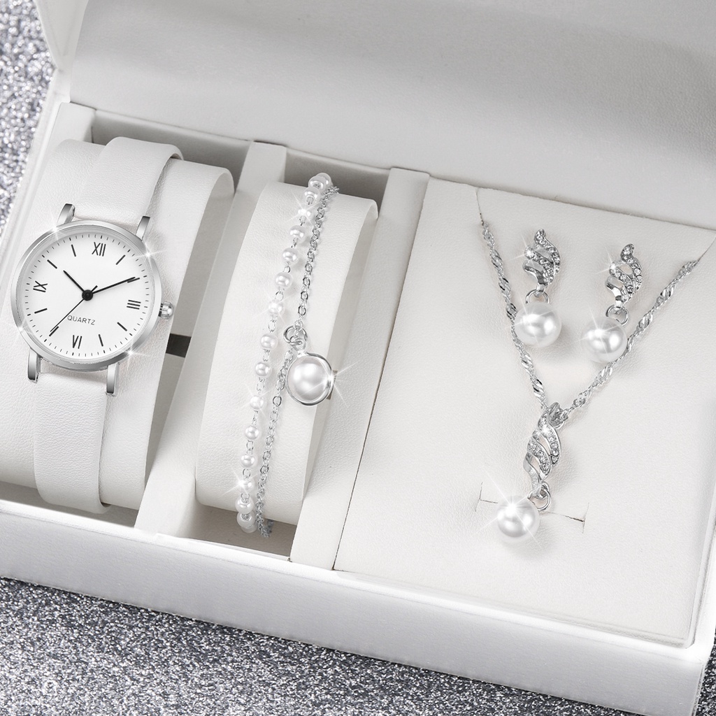 Đồng Hồ Quartz Nữ Dây Da Mặt Đính Hột Xoàn Thời Trang