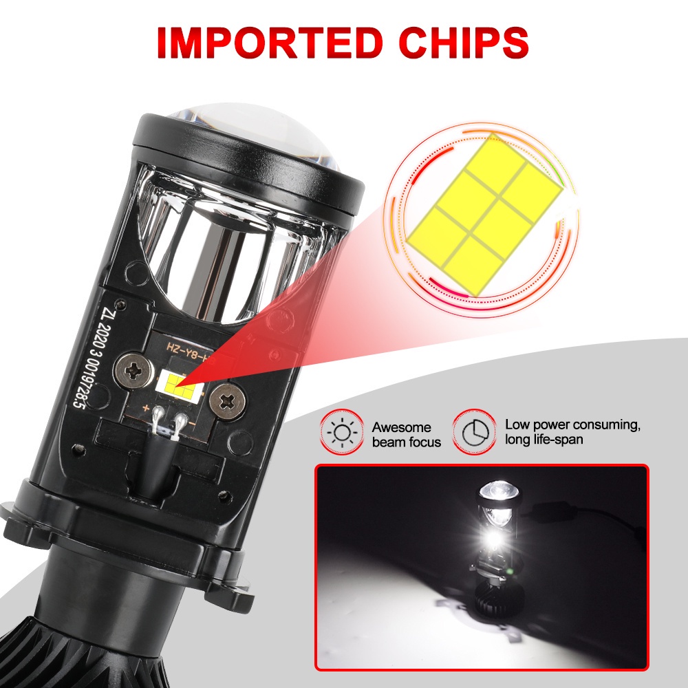 Máy chiếu led mini 360 độ không có điểm mù h4 24000lm 90w h4 6000k 20000lm đèn led h4 đèn pha xe máy ô tô