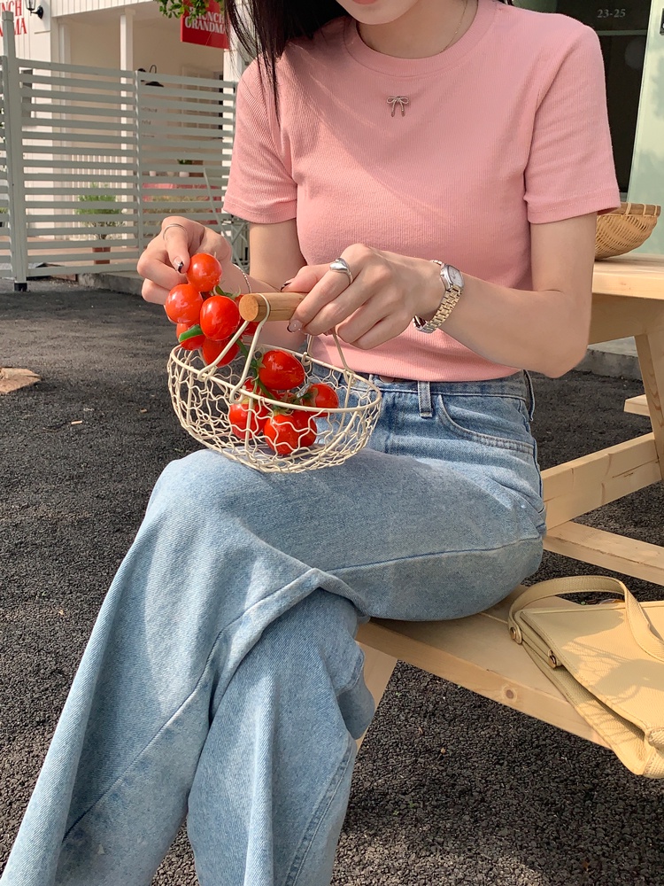 Áo Thun Cotton Co Giãn Thoải Mái Đính Nơ Nhỏ Xinh Xắn 63858