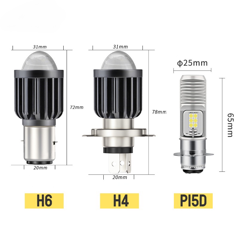 Đèn Pha LED H6 H4 HS1 BA20D P15D mio125 Hai Màu Chuyên Dụng Cho Xe Máy
