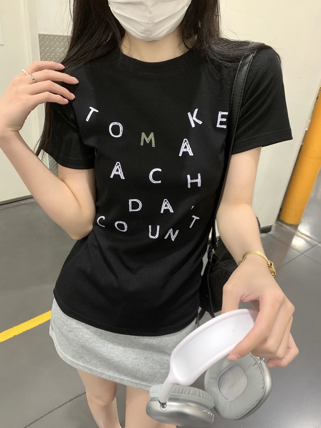 Áo Thun Cotton Cổ Tròn Ngắn Tay Dáng Ôm In Chữ Phong Cách Hàn Quốc Thời Trang Mùa Hè 64724